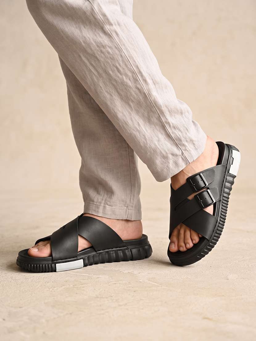 men black slip on sandal - 22635359 -  Standard Image - 4