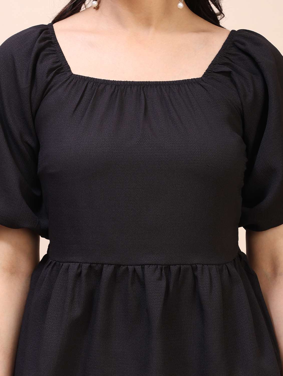 women solid short sleeves peplum top - 22635383 -  Standard Image - 1