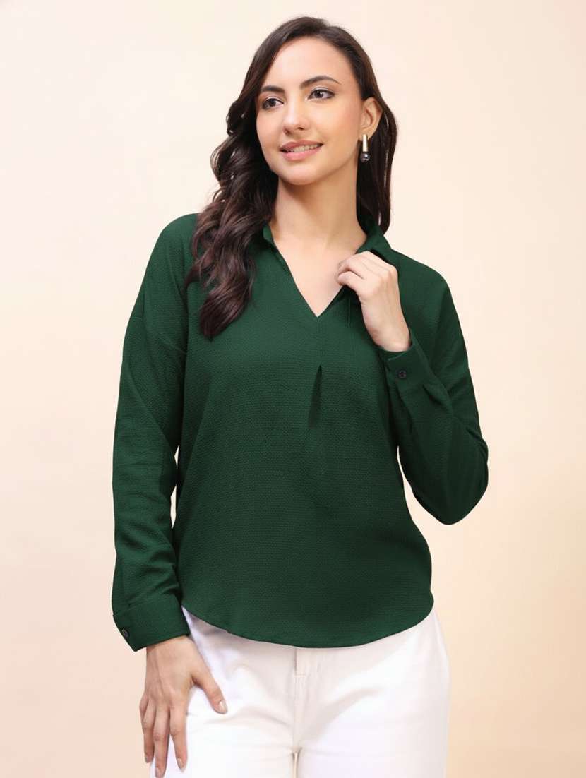 women self design long sleeves regular top