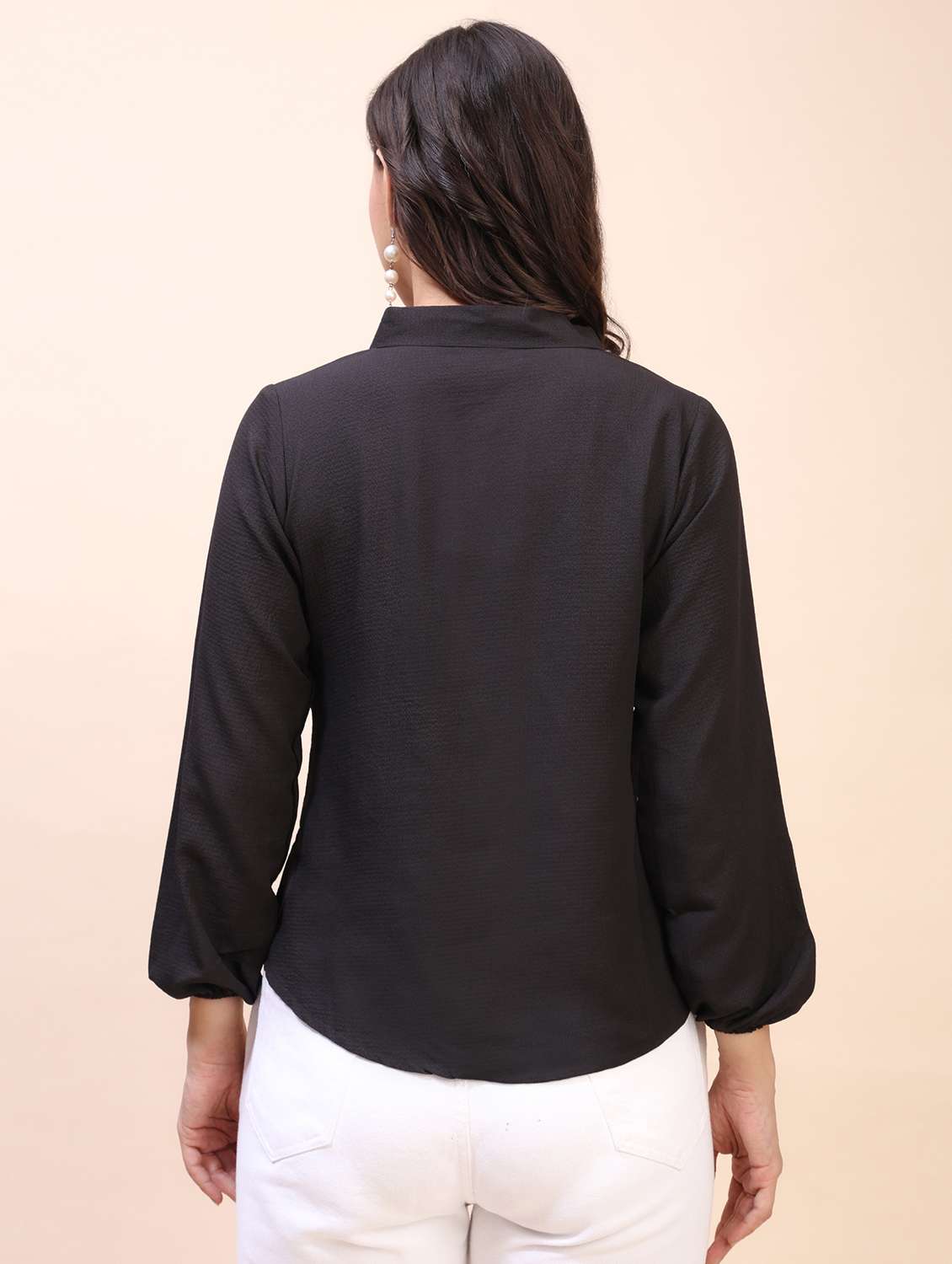 women solid long sleeves regular top - 22635407 -  Standard Image - 4