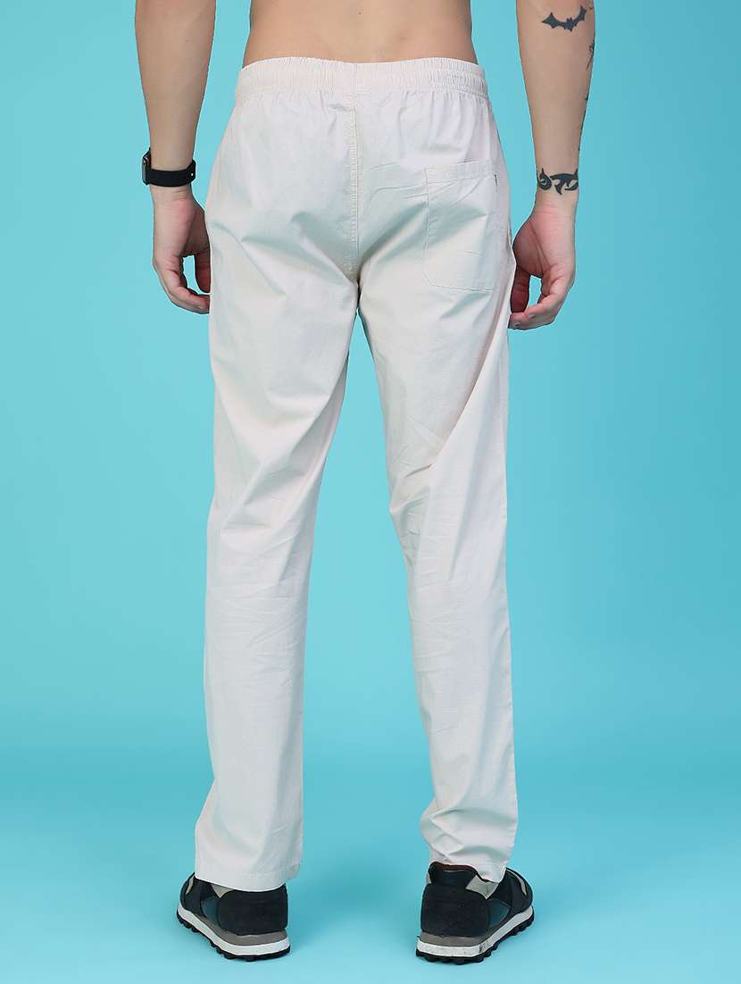 Men Solid Mid Rise Flat Front Casual Trouser - 22635740 -  Standard Image - 4