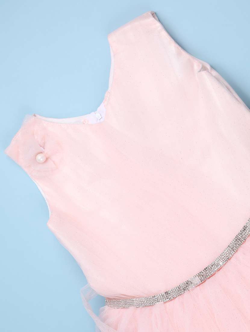 Girls Solid Sleeveless Fit And Flare Dress - 22638389 -  Standard Image - 4