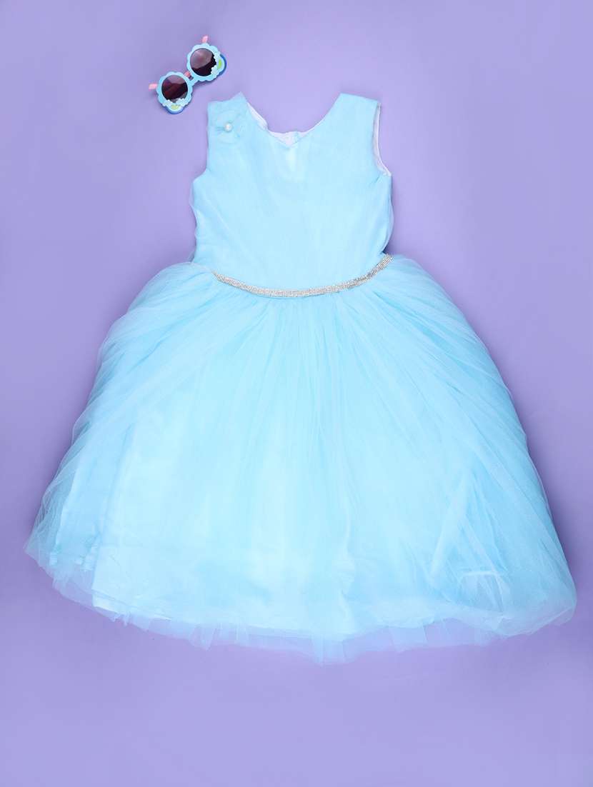 Girls Solid Sleeveless Fit And Flare Dress - 22638399 -  Standard Image - 1
