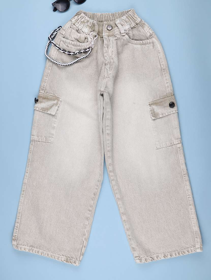 Boys Washed Mid Rise Regular Fit Cargo - 22638596 -  Standard Image - 1