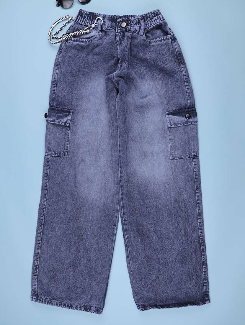 Boys Washed Mid Rise Regular Fit Cargo - 22638598 -  Standard Image - 1