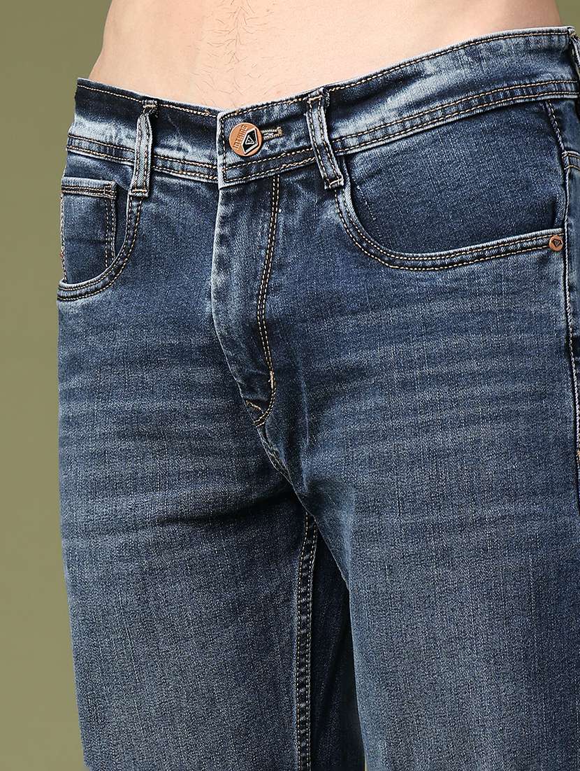 Men Washed Mid Rise Full Length Straight Jeans - 22638696 -  Standard Image - 1