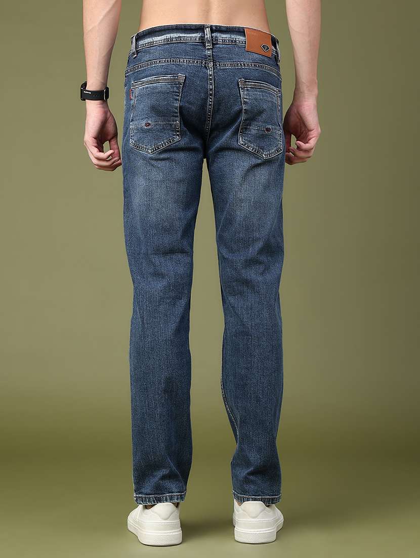 Men Washed Mid Rise Full Length Straight Jeans - 22638696 -  Standard Image - 4