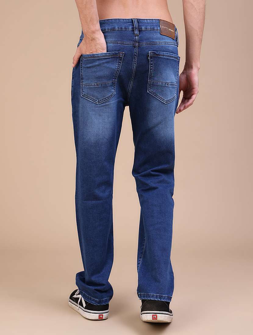 Men Washed Mid Rise Full Length Straight Jeans - 22638845 -  Standard Image - 4