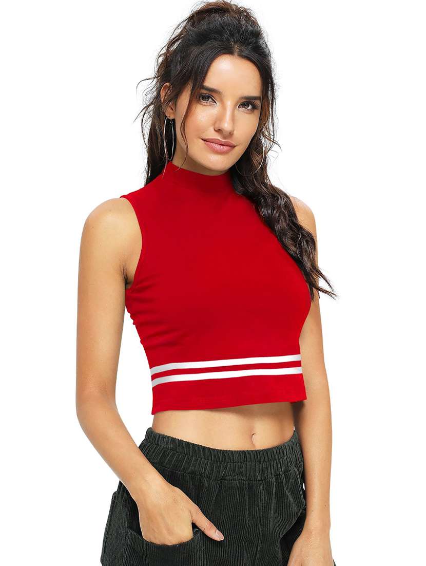 Women Solid Sleeveless Crop Top - 22639168 -  Standard Image - 1