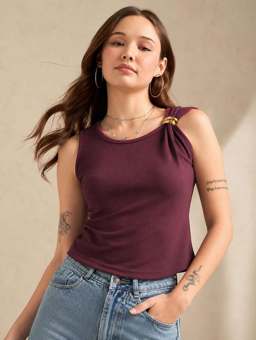 women solid sleeveless regular top - 22639281 -  Standard Image - 1