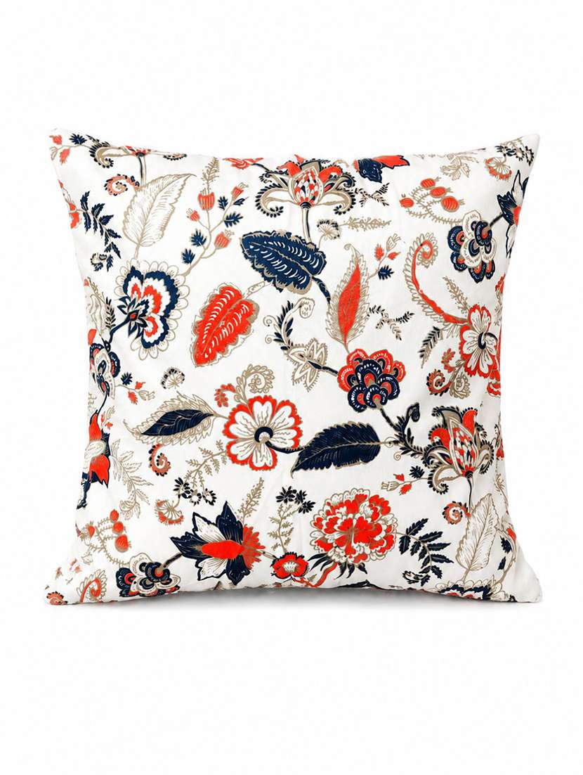 Ivory Multicolour Floral Printed Square Cushion Cover - 22639287 -  Standard Image - 1