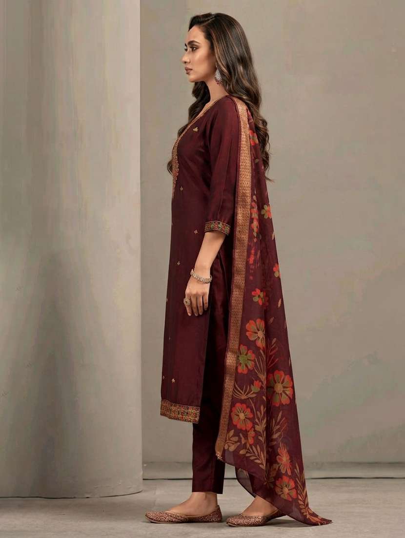 Women Embroidered Three Quarter Sleeve Kurta Pant With Dupatta Set - 22639312 -  Standard Image - 1