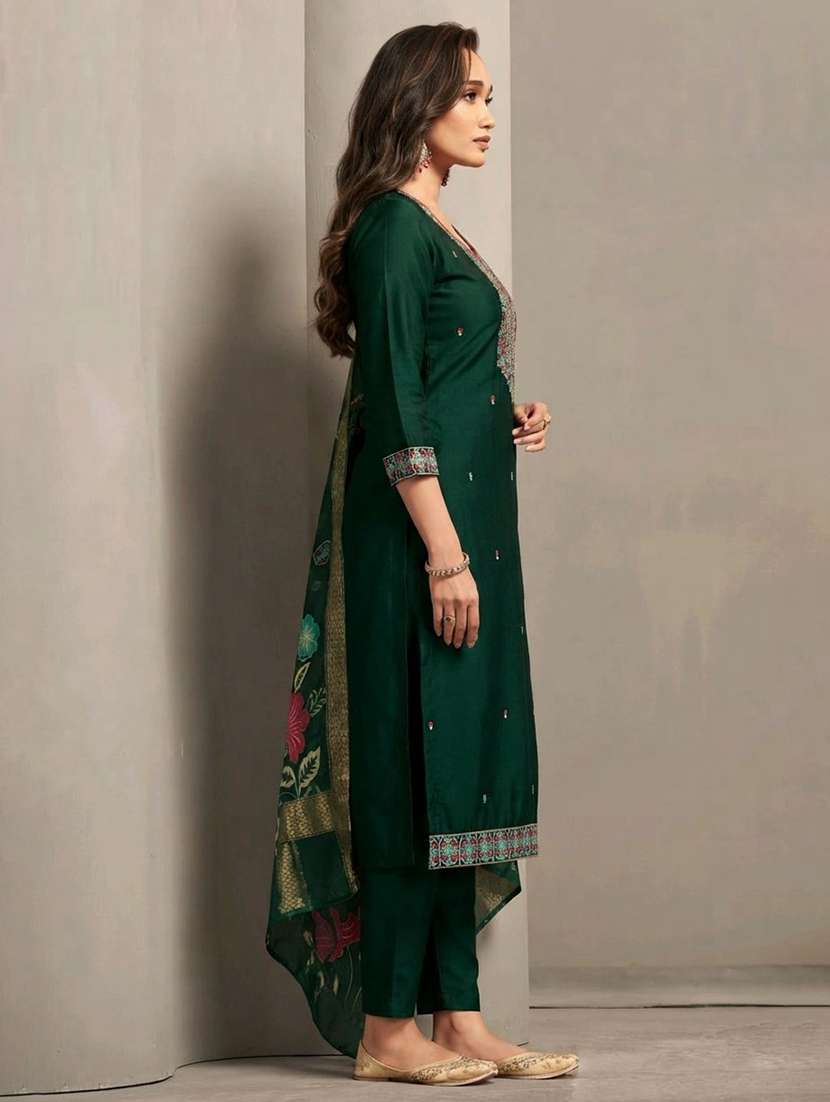 Women Embroidered Three Quarter Sleeve Kurta Pant With Dupatta Set - 22639313 -  Standard Image - 1
