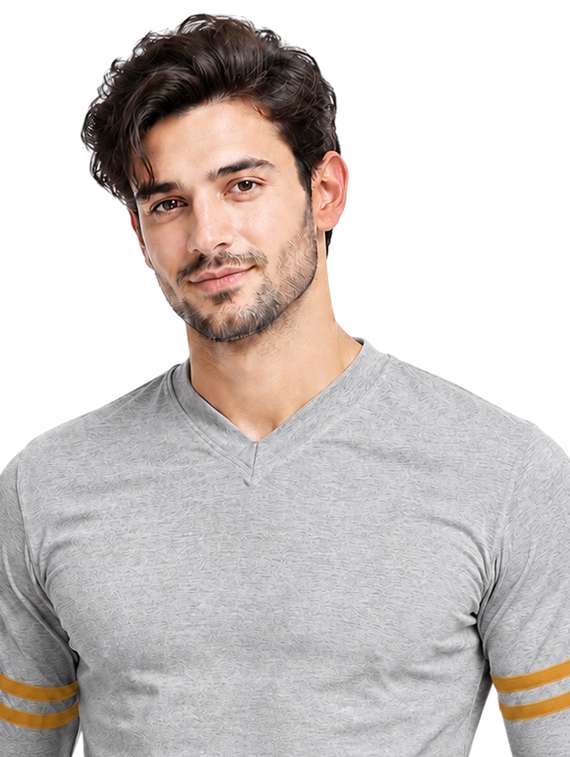 Men Striped Long Sleeve Slim Fit T-shirt - 22639373 -  Standard Image - 1