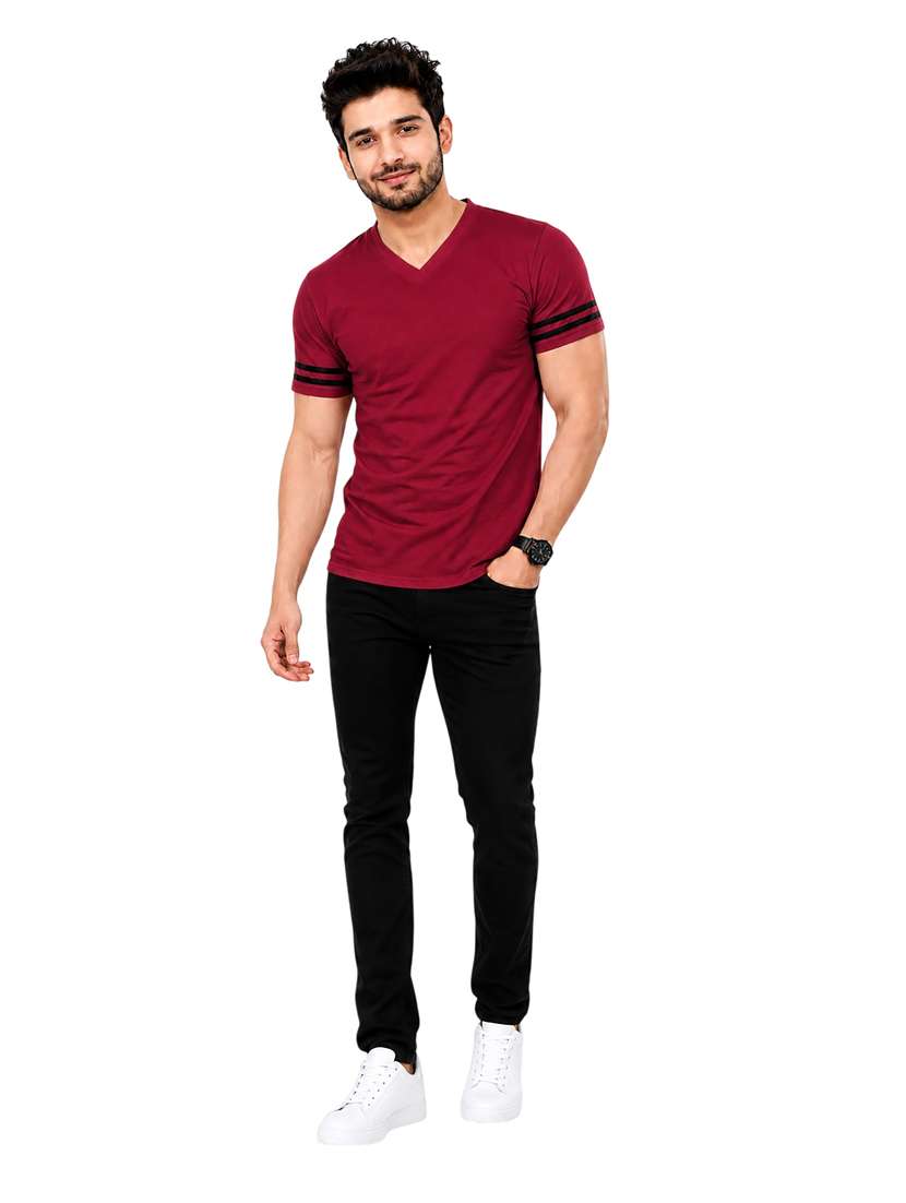 Men Striped Short Sleeve Slim Fit T-shirt - 22639389 -  Standard Image - 4