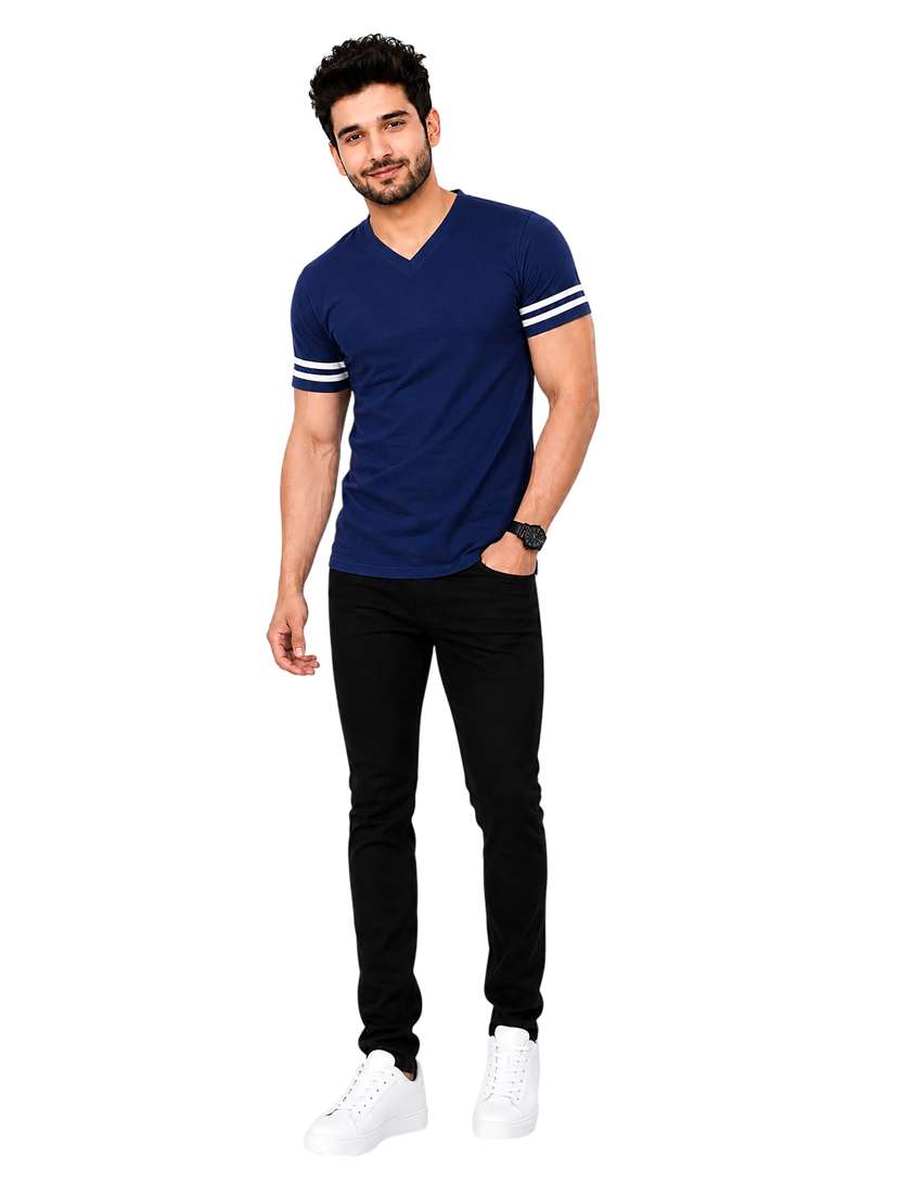 Men Striped Short Sleeve Slim Fit T-shirt - 22639390 -  Standard Image - 4