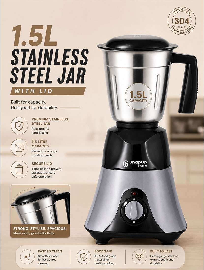 snapup home apex+ mixer grinder 750w 3 jar hybrid - 22639548 -  Standard Image - 9