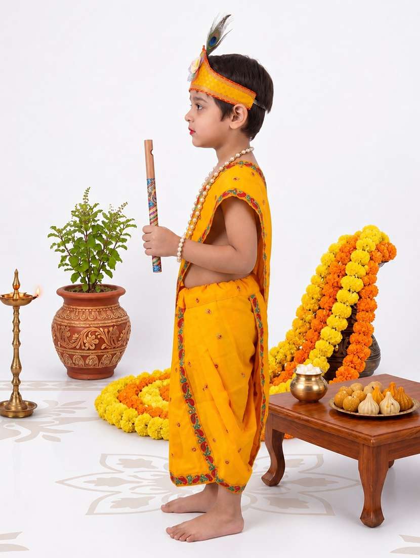 boys embroidered krishna costume - 22639555 -  Standard Image - 1