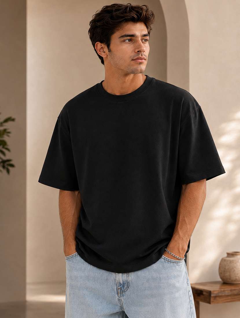 men solid short sleeve oversized t-shirt
