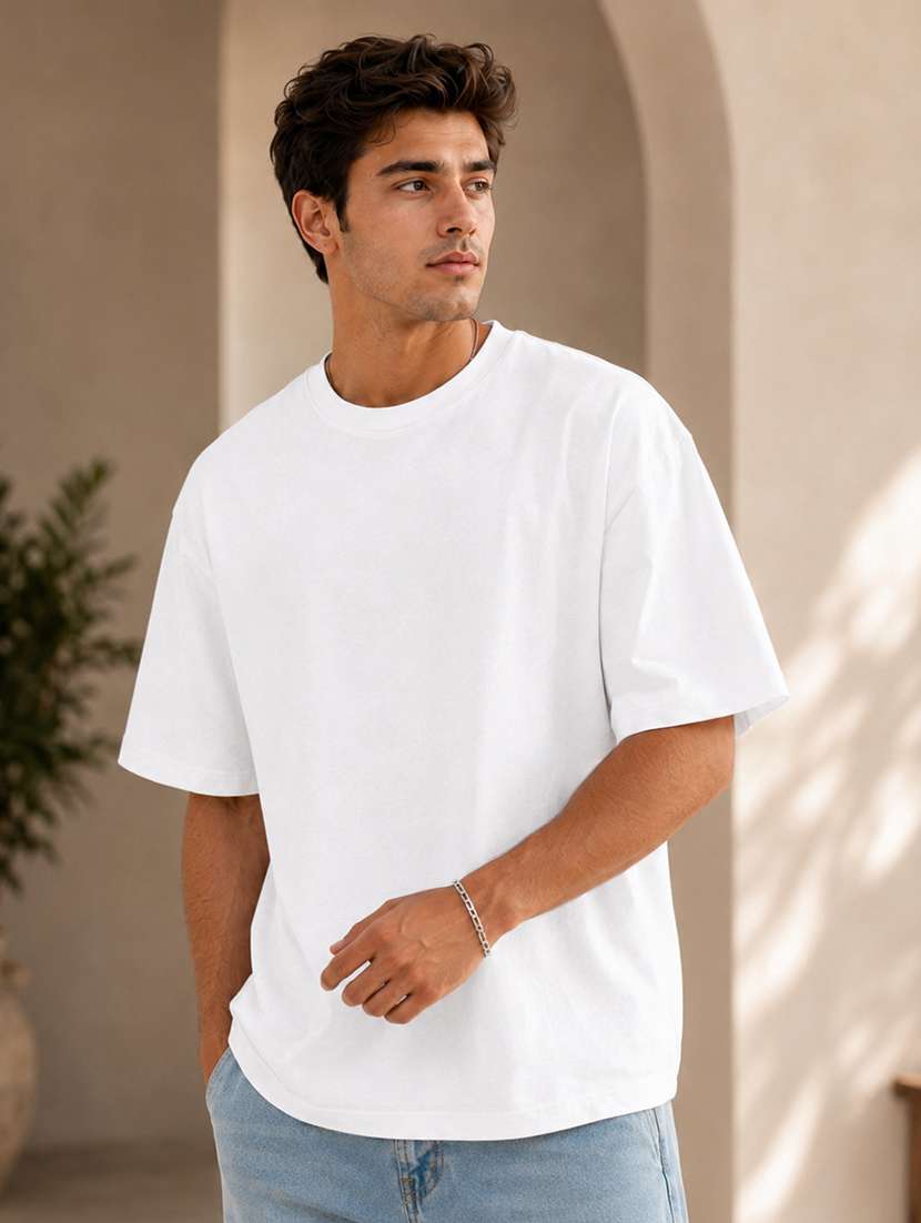 men solid short sleeve oversized t-shirt
