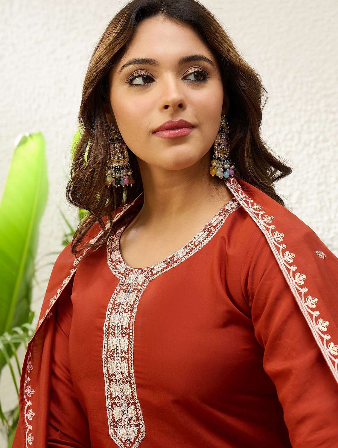 Women Embroidered Three Quarter Sleeves Kurta Pant Set With Dupatta - 22639779 -  Standard Image - 1