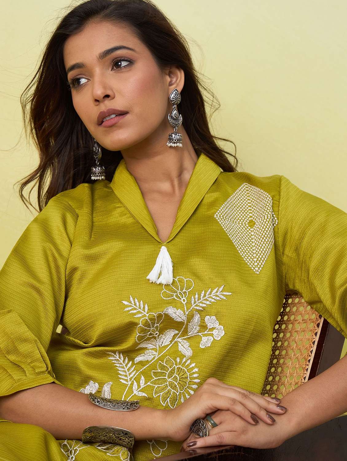 Women Embroidered Three Quarter Sleeves Ethnic Co-ord Set - 22639787 -  Standard Image - 1