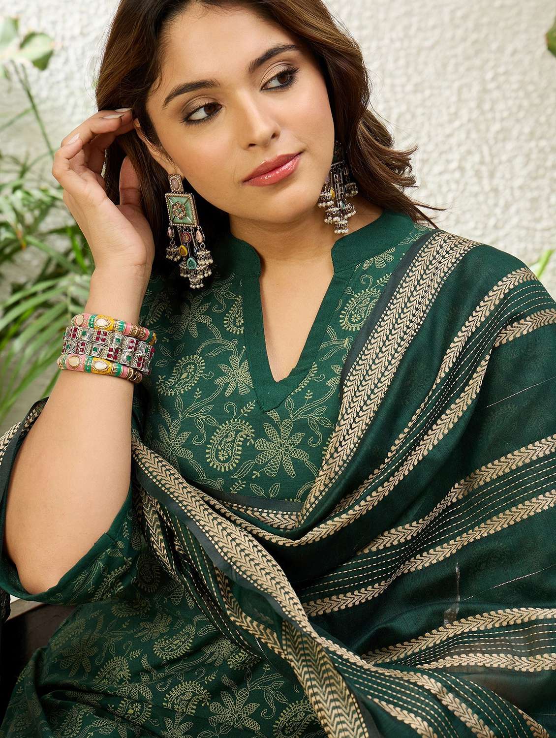 Women Printed Three Quarter Sleeves Kurta Pant Set With Dupatta - 22639818 -  Standard Image - 1