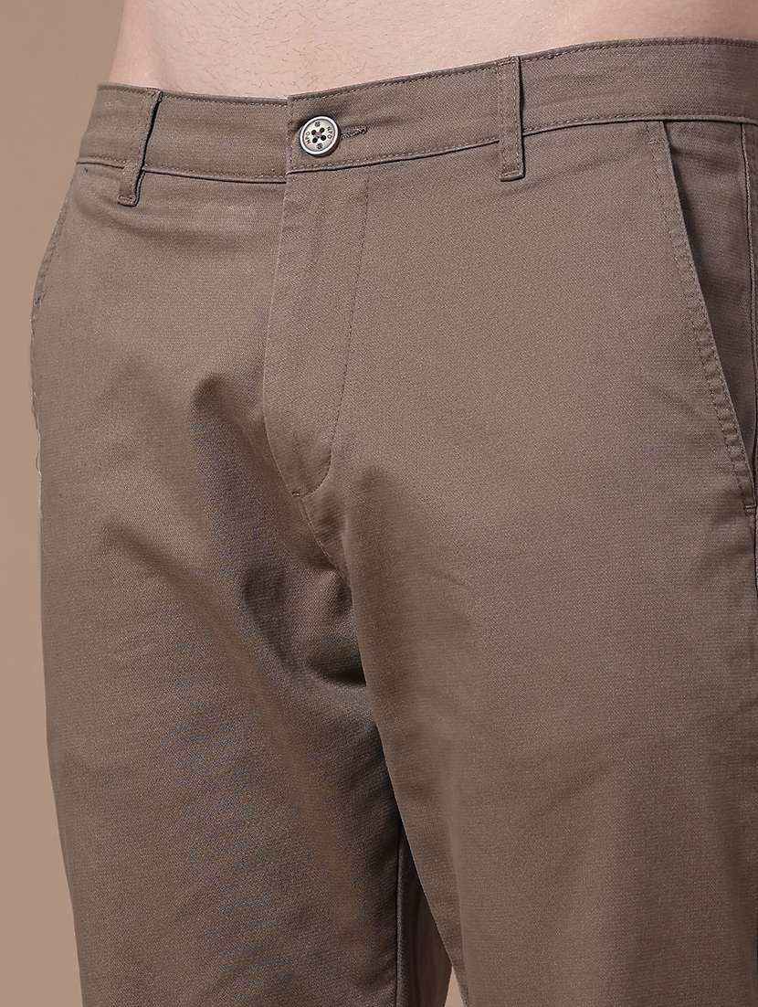 Men Solid Mid Rise Chinos Casual Trouser - 22640178 -  Standard Image - 1