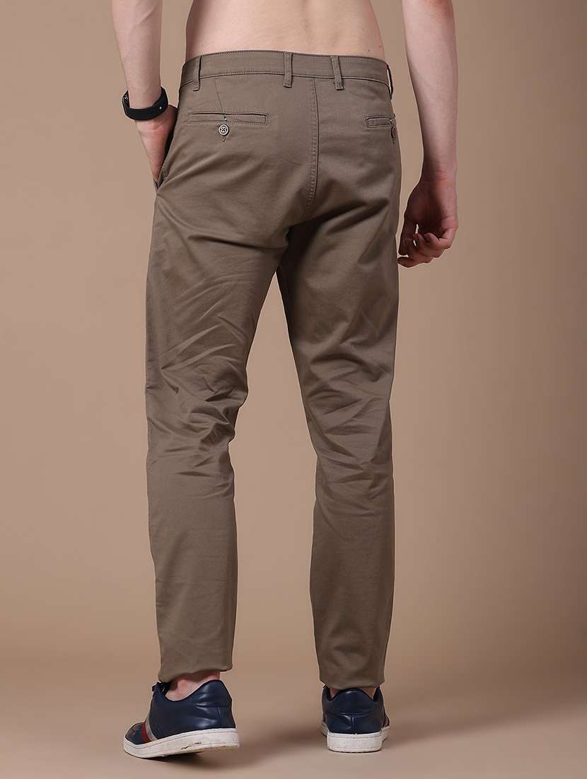 Men Solid Mid Rise Chinos Casual Trouser - 22640178 -  Standard Image - 4