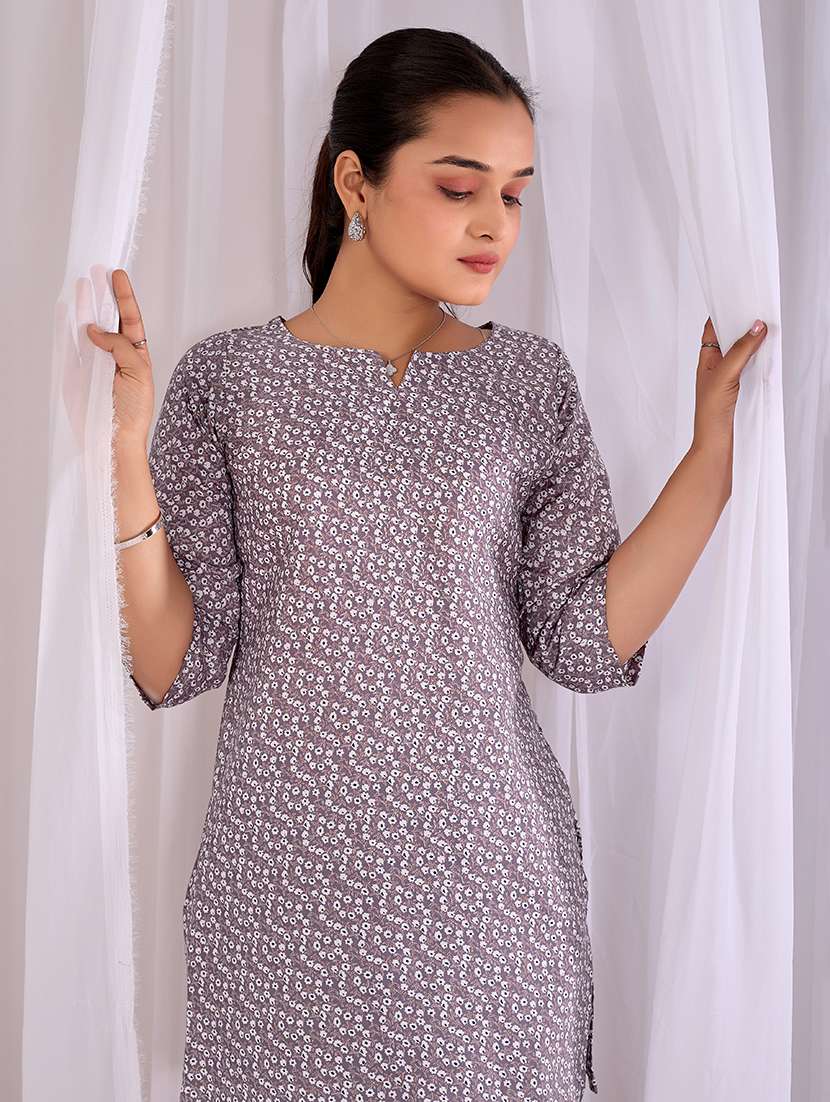 women printed three quarter sleeves ethnic co-ord set - 22640378 -  Standard Image - 1