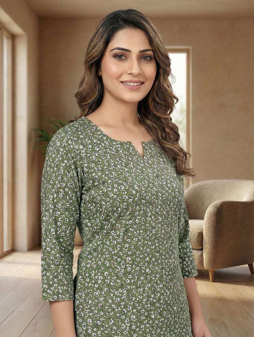 women printed three quarter sleeves ethnic co-ord set - 22640383 -  Standard Image - 1