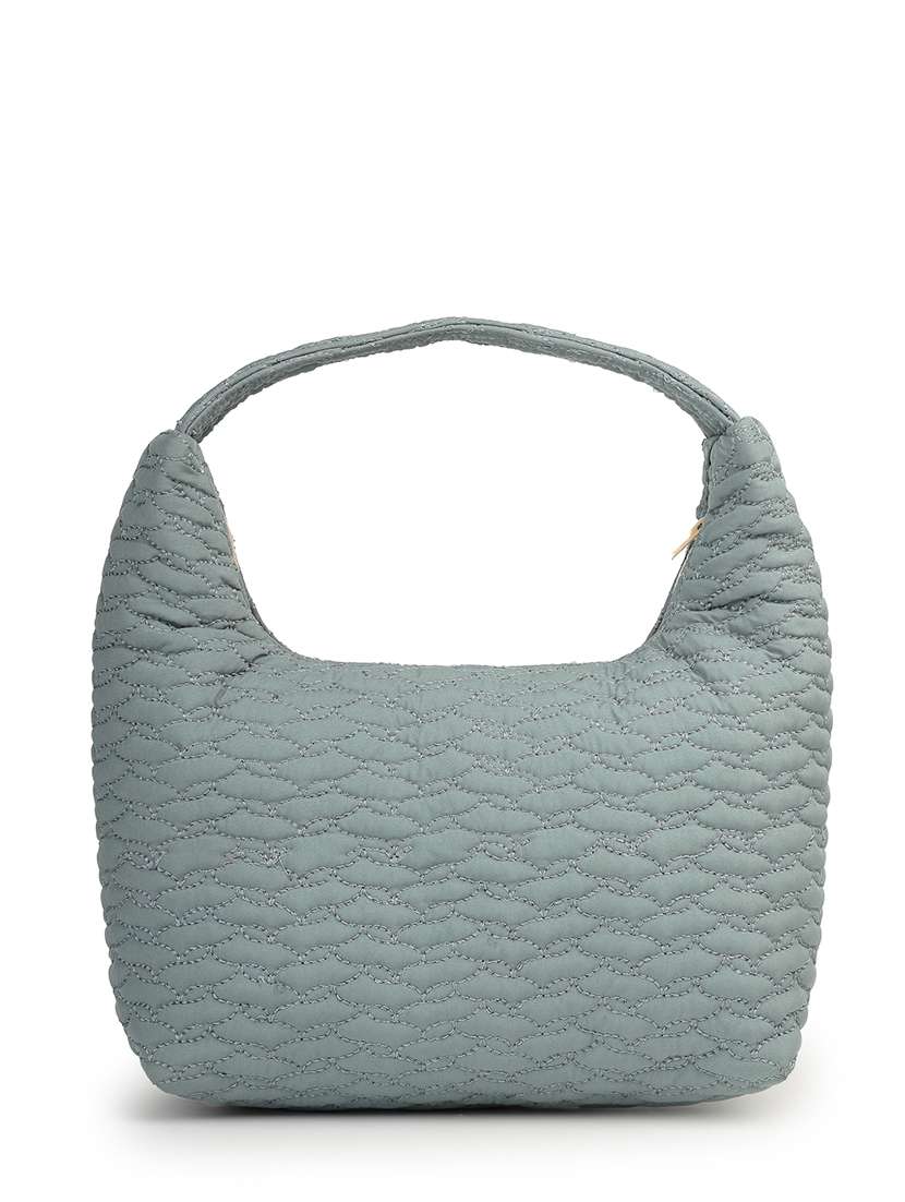 Blue Polyester Quilted Handbag With Zip Closure - 22642548 -  Standard Image - 1