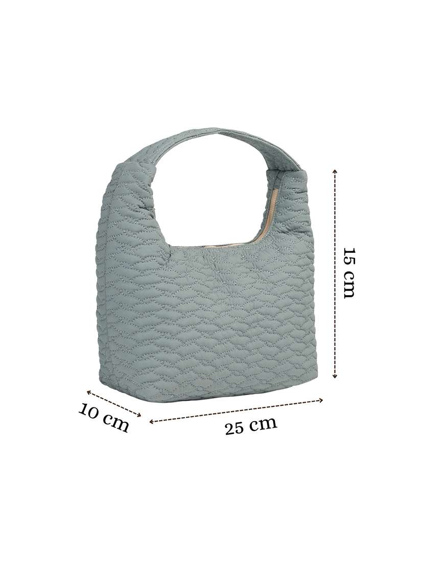 Blue Polyester Quilted Handbag With Zip Closure - 22642548 -  Standard Image - 4