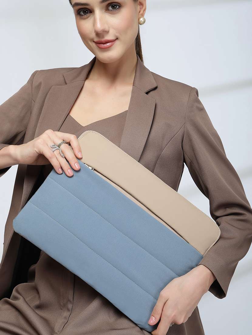 Blue Polyester Quilted Zip Laptop Sleeve - 22642552 -  Standard Image - 4