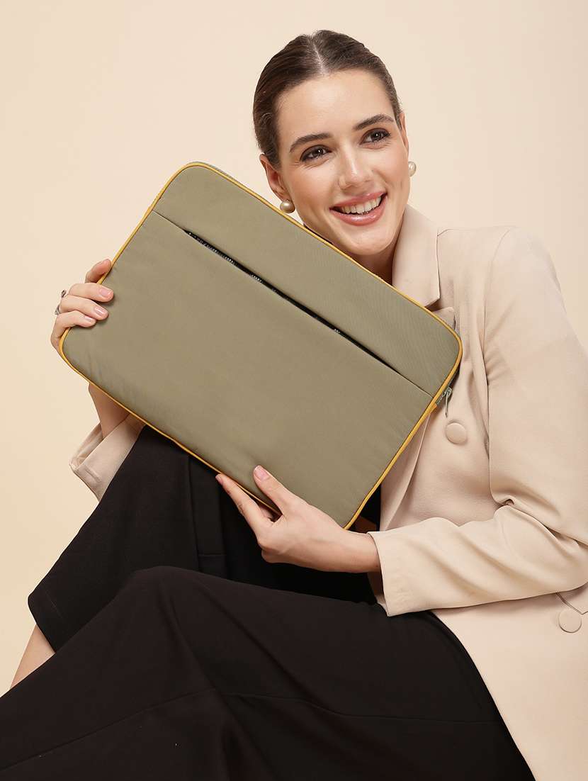 Yellow Polyester Quilted Zip Laptop Sleeve - 22642554 -  Standard Image - 4