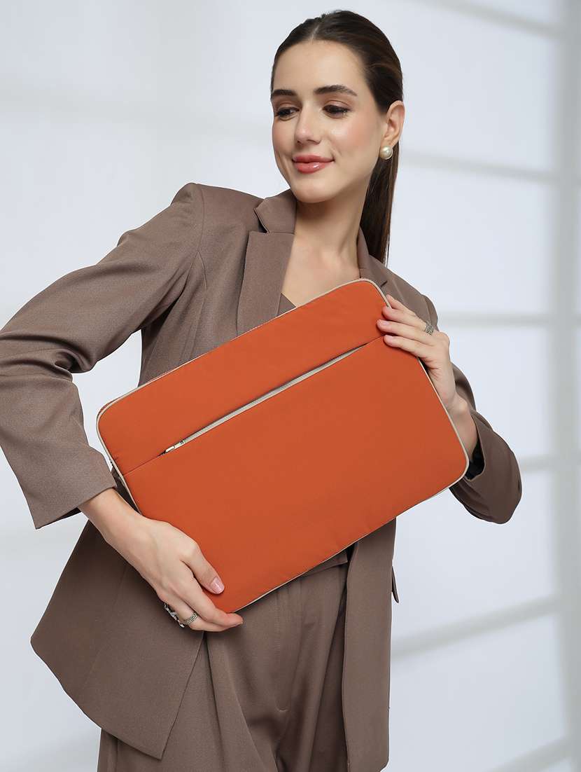 Orange Polyester Quilted Zip Laptop Sleeve - 22642555 -  Standard Image - 4