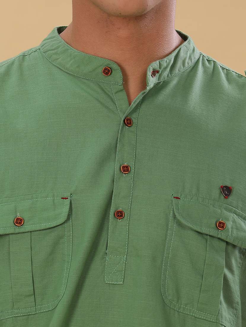 Men Solid Mandarin Neck Pathani Short Kurta - 22642592 -  Standard Image - 1