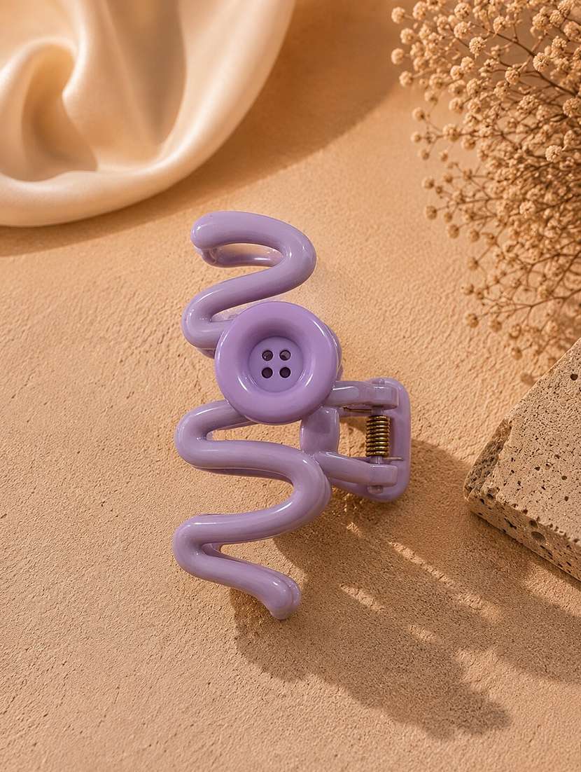 purple plastic trendy button detail clutcher hair accessory - 22642693 -  Standard Image - 1
