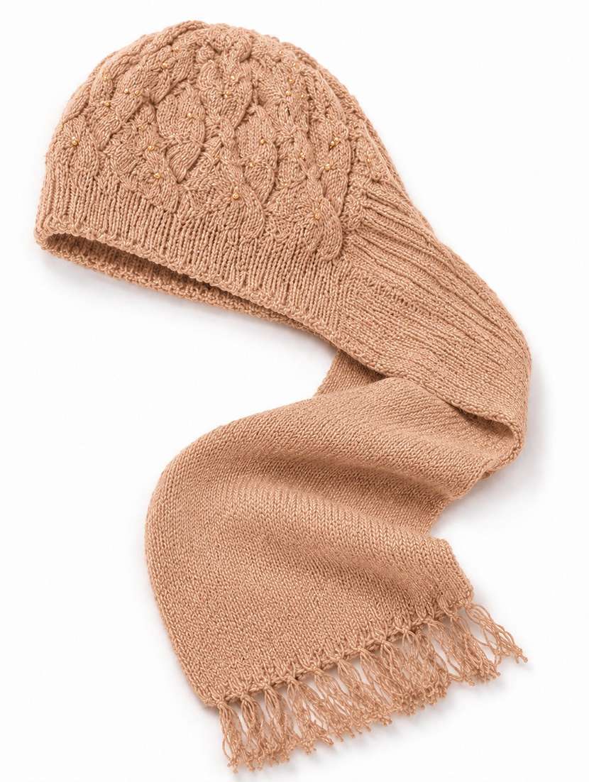 Women Self Design Cap With Attached Muffler - 22642727 -  Standard Image - 4