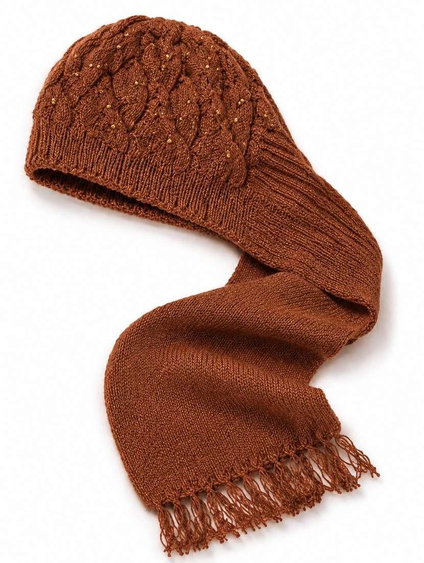 Women Self Design Cap With Attached Muffler - 22642730 -  Standard Image - 4