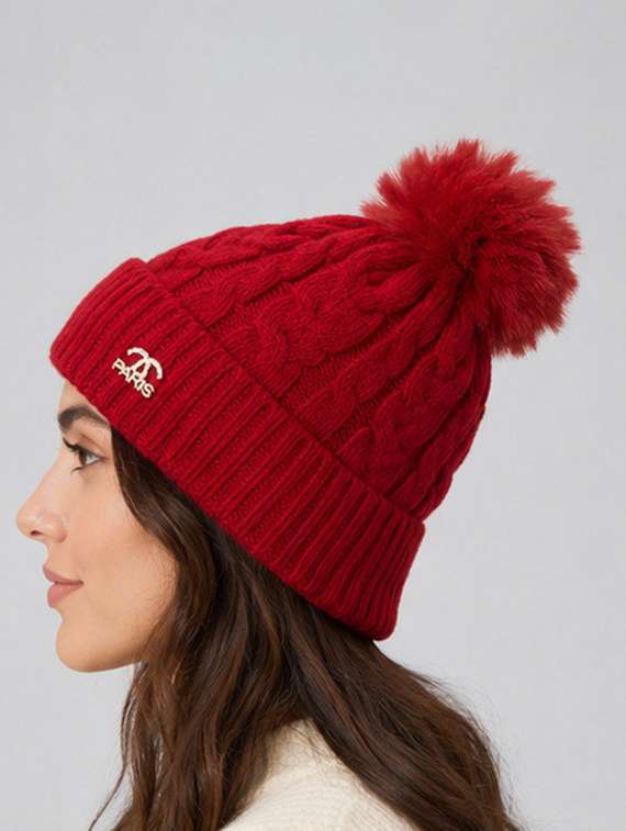 women self design woollen winter cap - 22642758 -  Standard Image - 1