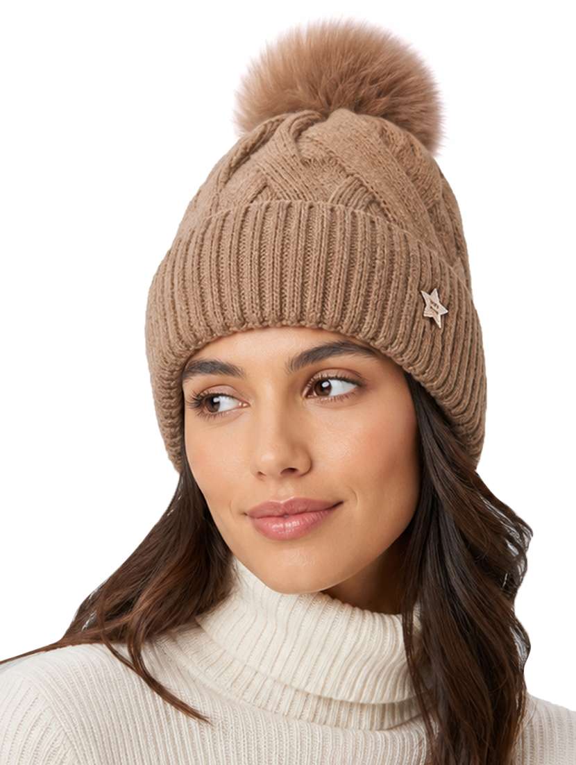 Women Self Design Woollen Winter Cap - 22642765 -  Standard Image - 1