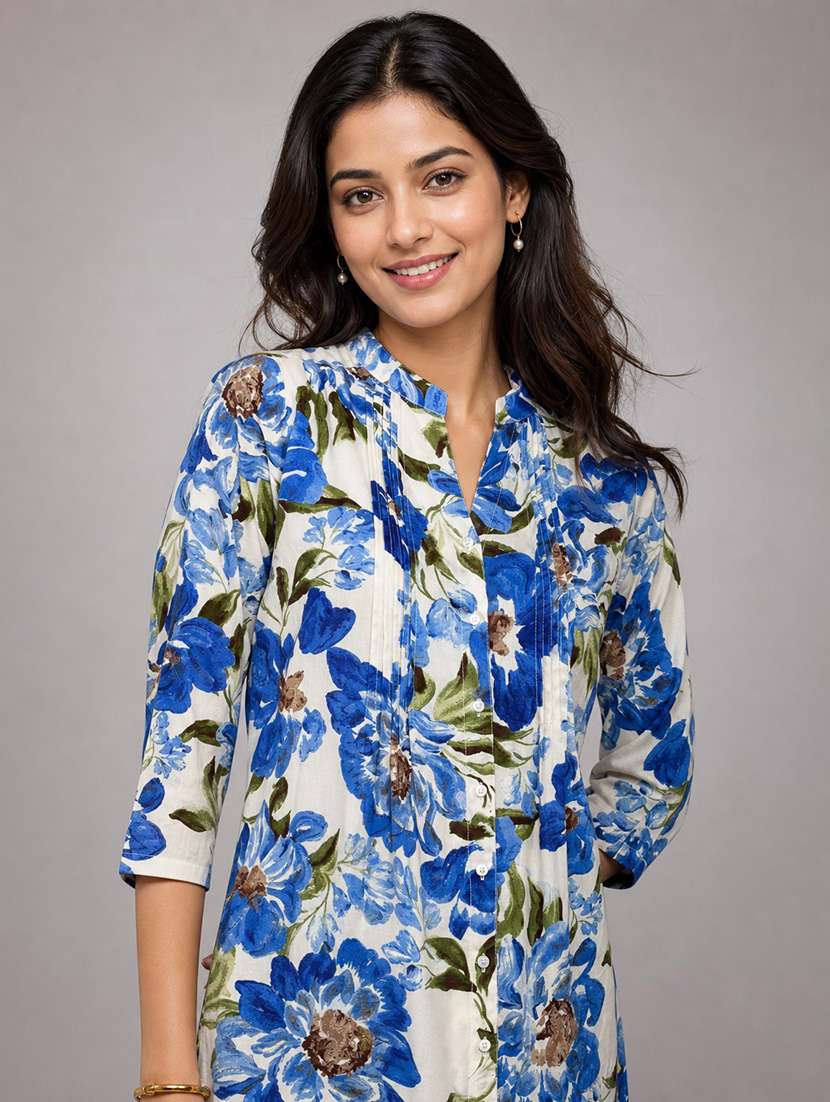 Women Floral Printed Three Quarter Sleeves Regular Shirt - 22657870 -  Standard Image - 1