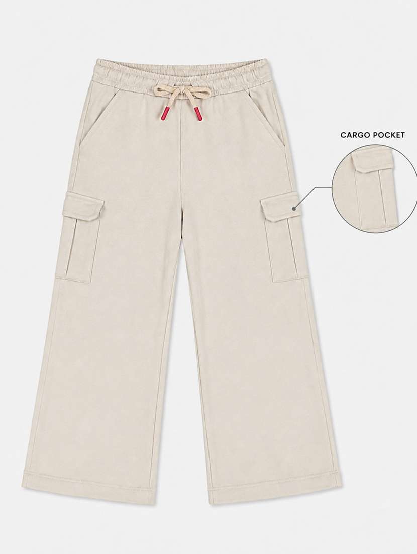 Girls Solid Mid Rise Wide Leg Cargo - 22658228 -  Standard Image - 1