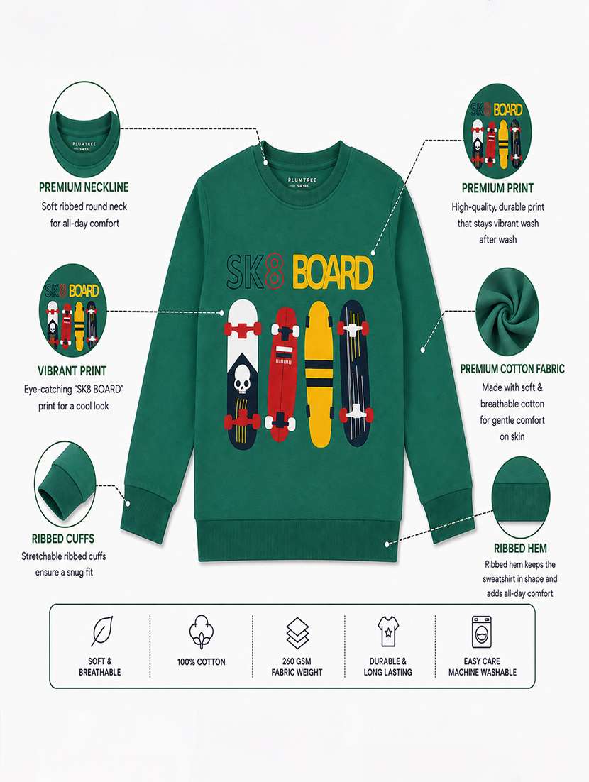 Boys Printed Long Sleeves Regular Fit Sweatshirt - 22658240 -  Standard Image - 4
