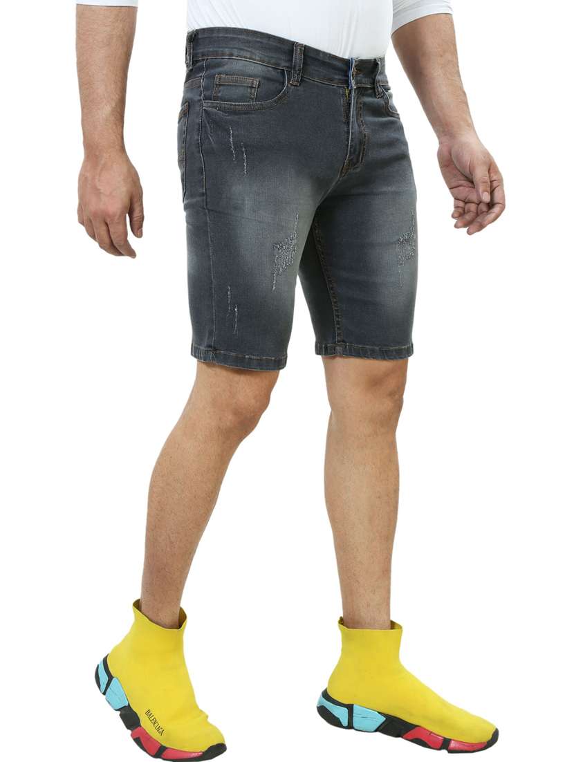men washed mid rise slim fit denim shorts - 22658331 -  Standard Image - 1