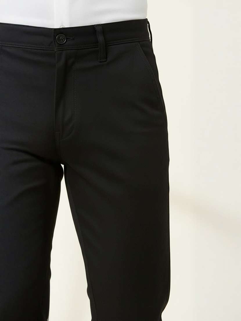 men solid mid rise flat formal trouser - 22658397 -  Standard Image - 1