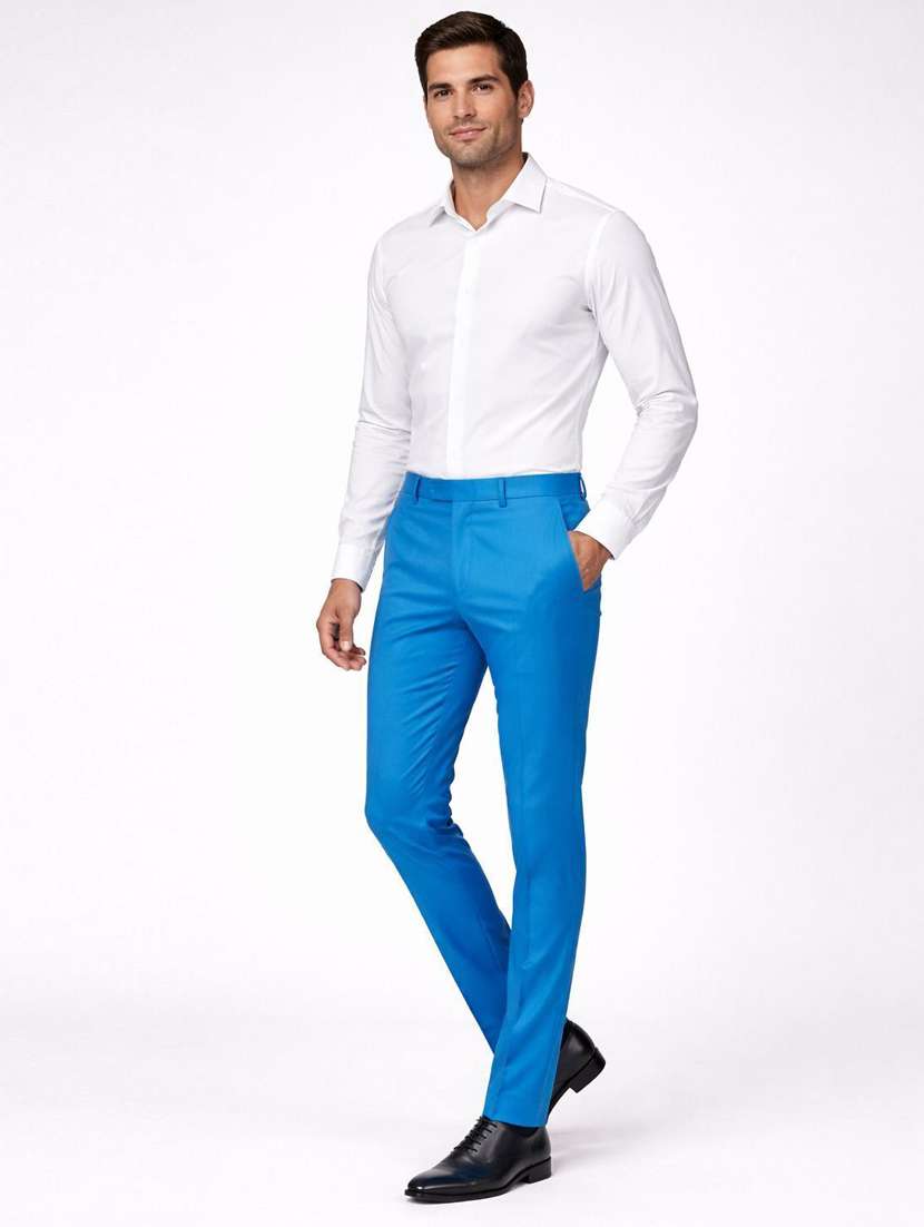 men solid mid rise flat formal trouser - 22658398 -  Standard Image - 4