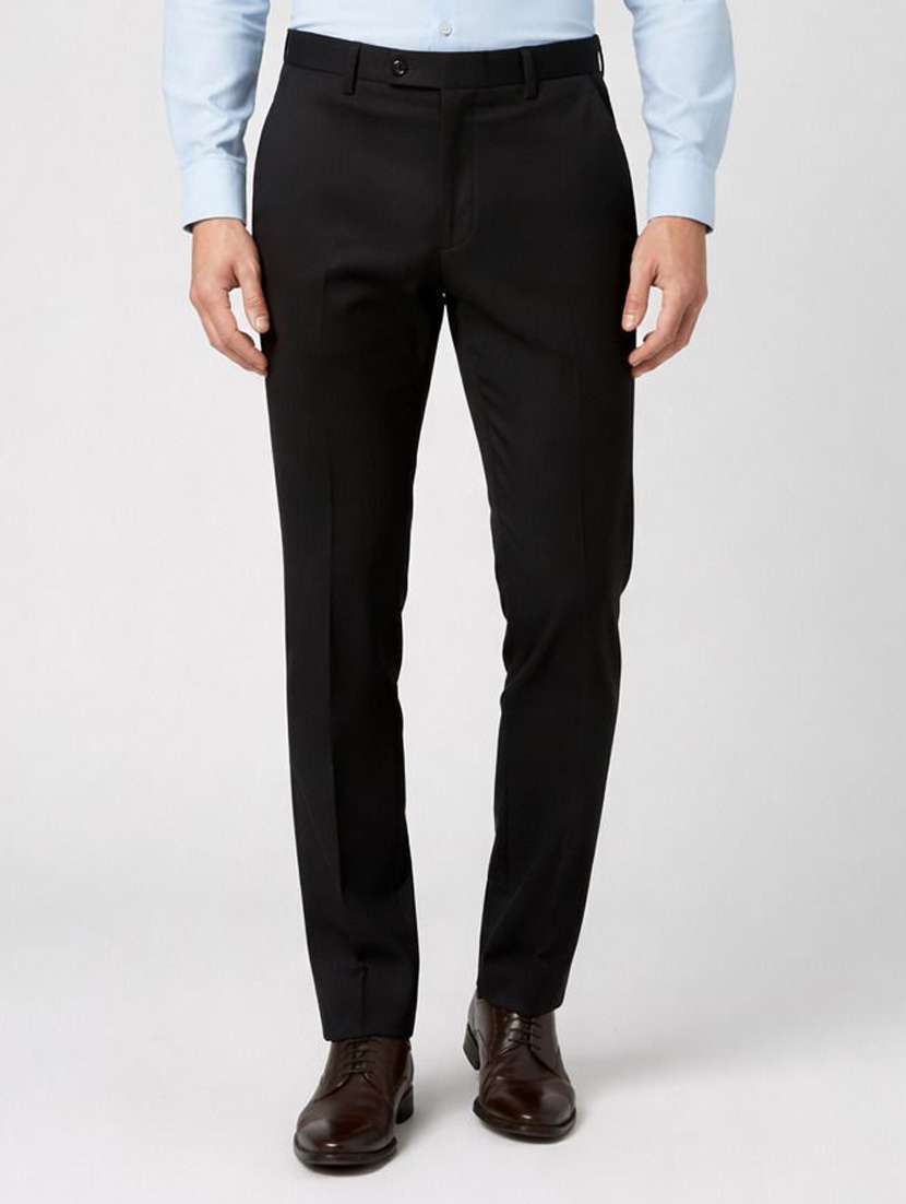 men solid mid rise flat formal trouser - 22658400 -  Standard Image - 1