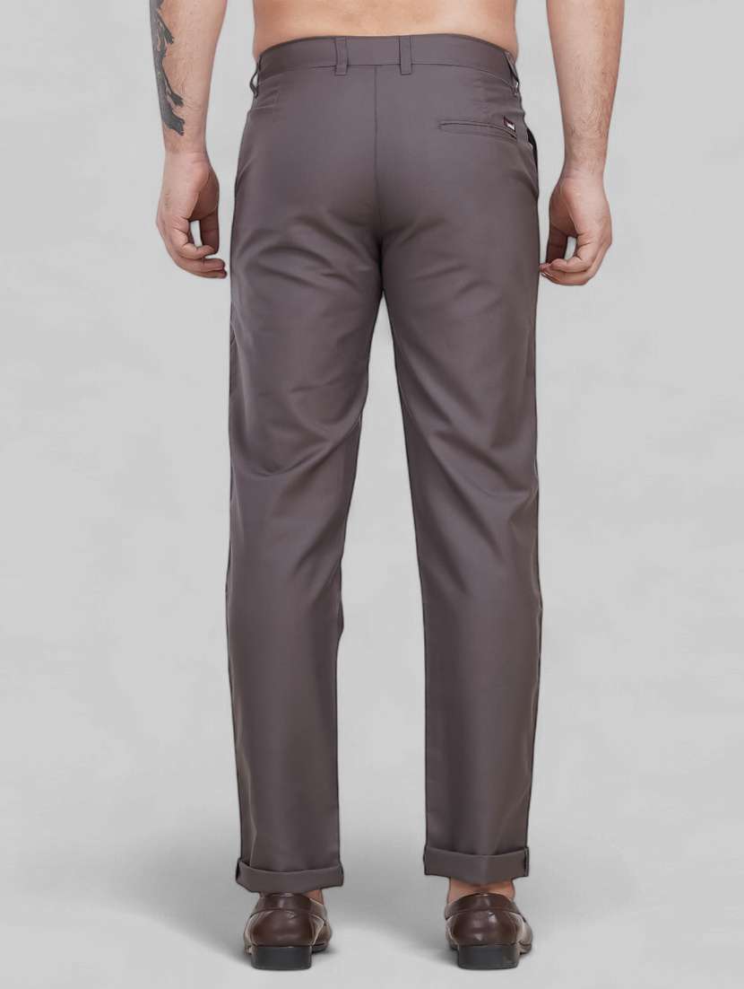 men solid mid rise flat formal trouser - 22658403 -  Standard Image - 1